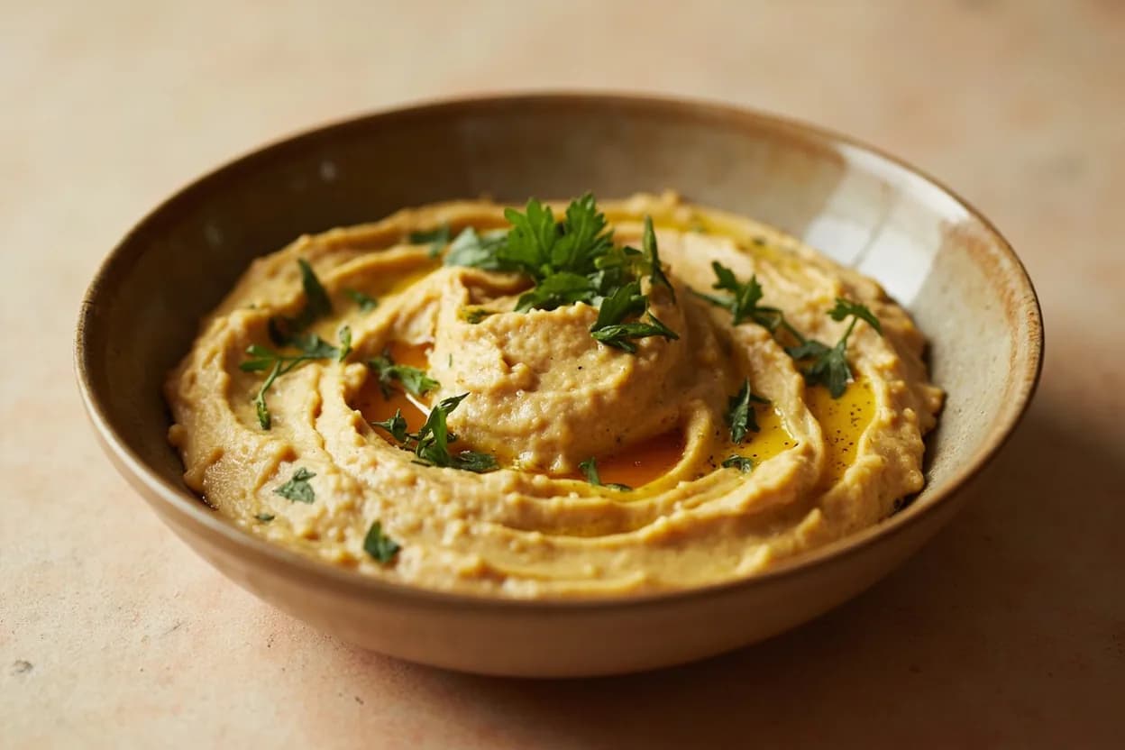 Hummus Base: Chickpea Overcook for Silkiness in practice — Hummus bi tahini. Adding a small amount of baking soda (sodium bicarbonate) — either to the soaking water or the pot — raises the pH of the cooking environment.