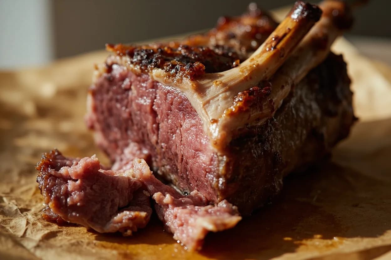 Lamb Shoulder & Leg: Low-and-Slow Collagen Breakdown at 88–96°C (190–205°F) internal, held 3–6 hours depending on cut size and age of animal. As lamb shoulder rises from 65°C to 90°C, the myofibrillar proteins (myosin and actin) have long since denatured and the muscle fibres have contracted fully, squeezing out most free moisture. Visual cues: The bone (if bone-in) rotates freely and pulls away cleanly from the joint, The meat surface jiggles visibly when the roasting pan is shaken — a sign the gelatin is fully mobile within the tissue, A two-pronged fork or spoon can divide the meat into chunks with lateral pressure alone, no cutting.