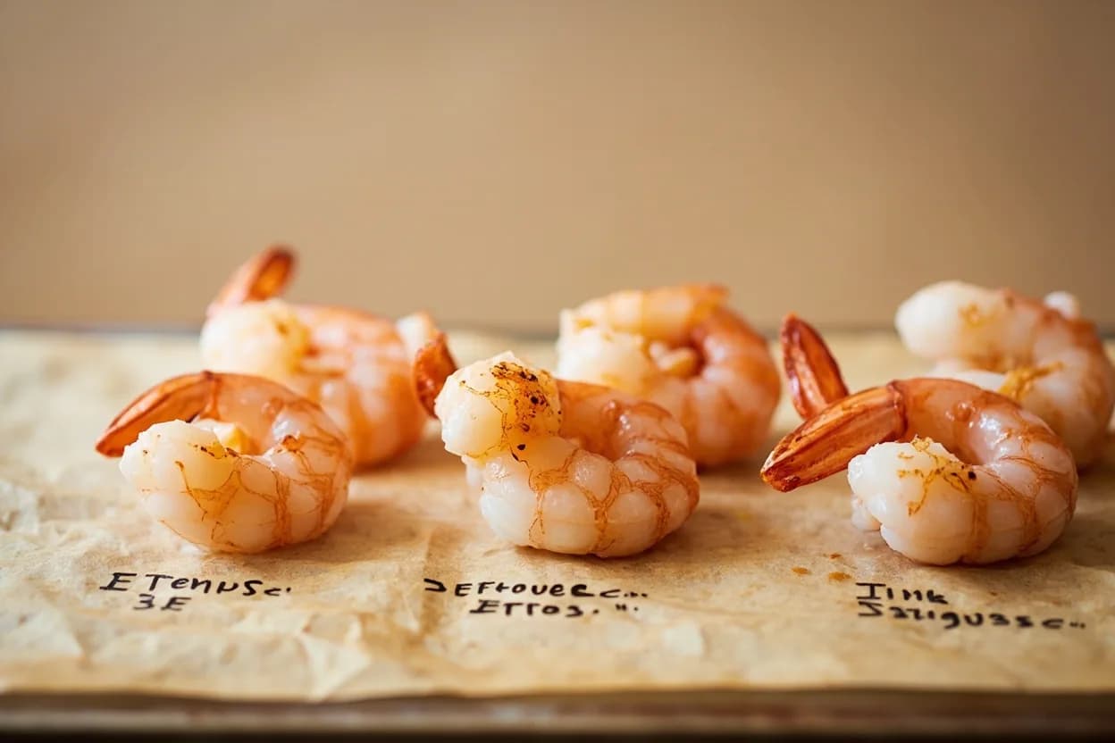 Shrimp: Pink & Curled Doneness Stages in context — the stages just below and above, side-by-side. Shrimp cooks extremely fast and passes through doneness in a matter of seconds, making visual cues essential. Target reference 50–60°C / 120–140°F for ideal doneness; overcooked above 65°C / 149°F.
