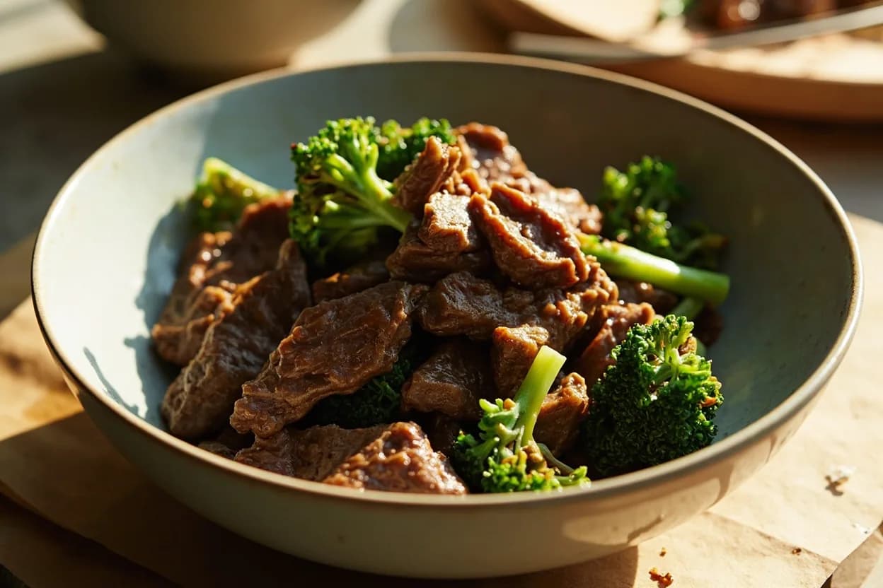 Stir-Fry Beef: Velveting & Rare-Through Stage in practice — Beef with broccoli (芥兰牛肉). Two main velveting styles exist: (1) baking soda velveting — 1/4 tsp per 250g beef, marinated 15–30 minutes, rinsed before cooking — is the Cantonese restaurant standard, producing the silkiest result; (2) egg white + cornstarch velveting …