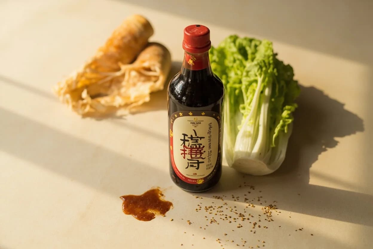 Anchovy Sauce (Aekjeot) paired with Napa cabbage (baechu) (Korean) — the canonical affinity made visible. The defining use — aekjeot seasons the kimchi paste and penetrates salted cabbage leaves during fermentation, building layered umami that no other seasoning replicates.