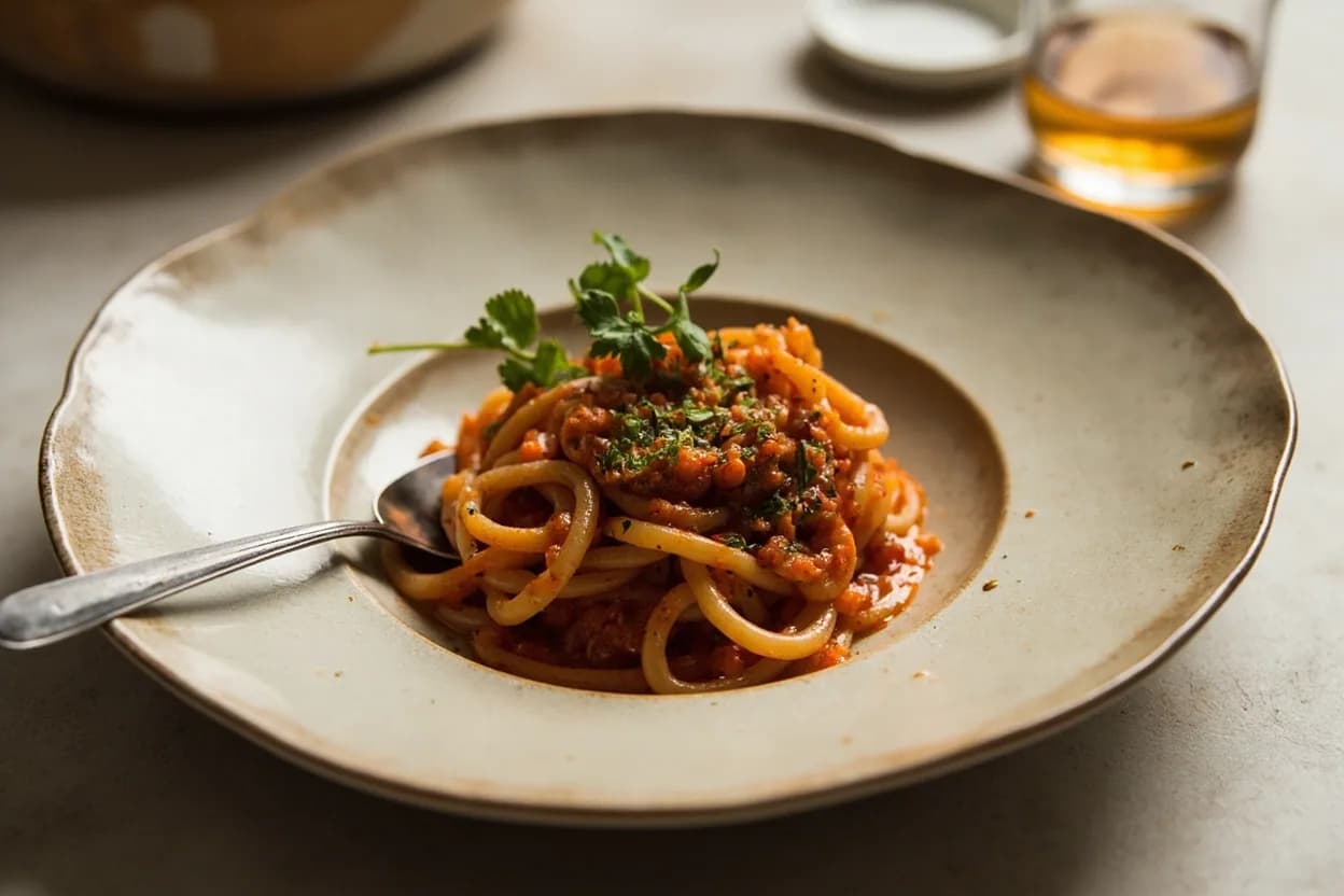 Anchovy Sauce (Aekjeot) in its element — Baechu kimchi (napa cabbage kimchi). Adventurous crossover: Tomato-based pasta sauce — A teaspoon stirred into a slow tomato sugo dissolves invisibly but elevates glutamate concentration, mimicking the effect of colatura di alici without the Italian larder..