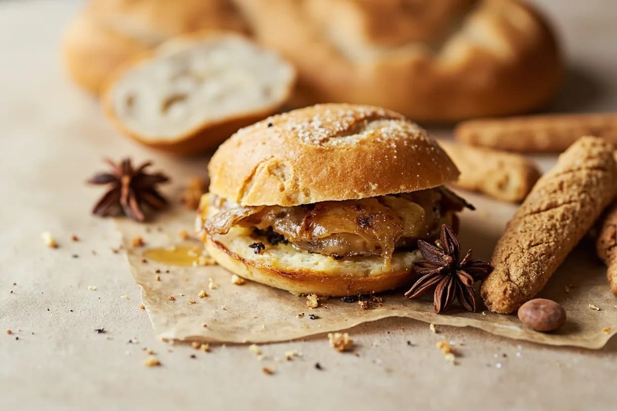 Anise paired with Bread and biscotti (Mediterranean / Latin American) — the canonical affinity made visible. Anise-seeded breads span the Mediterranean: Italian taralli, Greek paximadi, Mexican pan de muerto, and Portuguese broa all use anise for aromatic sweetness.