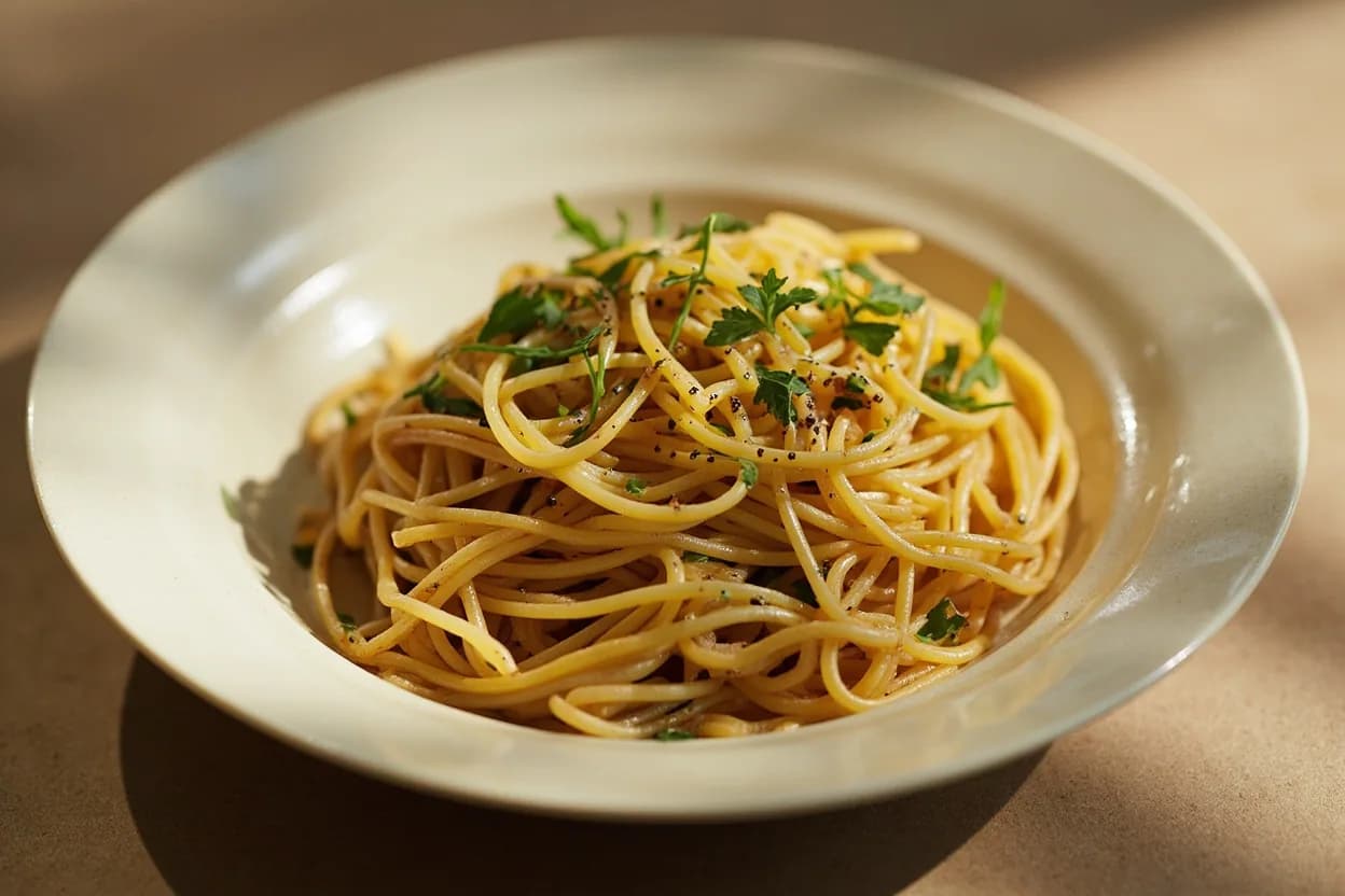 Asafoetida (Hing) in its element — Dal tadka. Adventurous crossover: Pasta aglio e olio (variant) — A tiny pinch of hing dissolved in the olive oil replaces or amplifies the garlic in this Roman classic, delivering a rounder, less harsh allium note — particularly interesting for the allium-intolerant..