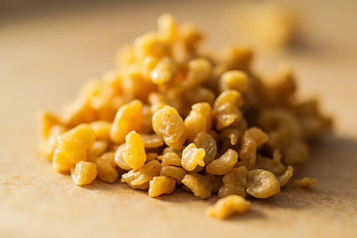 Asafoetida (Hing) in its natural form. Asafoetida is the dried, sun-hardened latex gum of Ferula assa-foetida, a giant fennel native to Iran and Afghanistan. Tasting profile: Raw: intensely sulphurous — almost rubbery-pungent, Cooked in fat: onion-like savoriness, Leek and roasted garlic depth once heat-transformed, Subtle fermented complexity — umami lift.