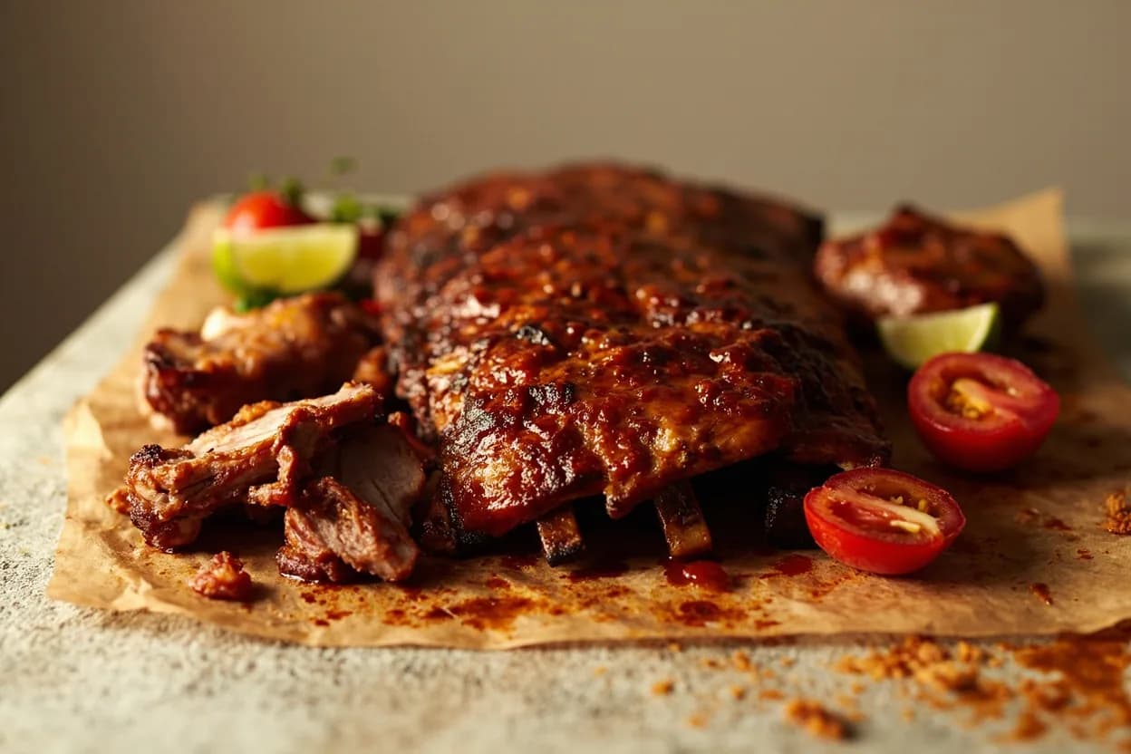 Chipotle paired with pork (ribs, shoulder, carnitas) (Mexican / Tex-Mex) — the canonical affinity made visible. Smoke calls to smoke; pork's fatty richness absorbs chipotle's heat and tobacco deeply, defining Tex-Mex BBQ rubs and Mexican adobo braises.