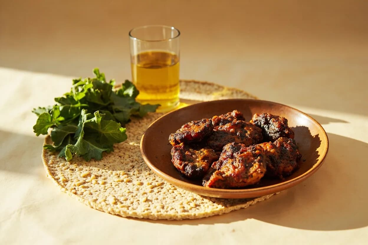 Dawadawa paired with Millet (tô, ugali) (Sahelian (Mali, Burkina Faso, Northern Nigeria)) — the canonical affinity made visible. Across the Sahel, dawadawa-seasoned sauces are the primary accompaniment to millet porridge — the fermented depth is the soul of sauces poured over the starchy, neutral grain.