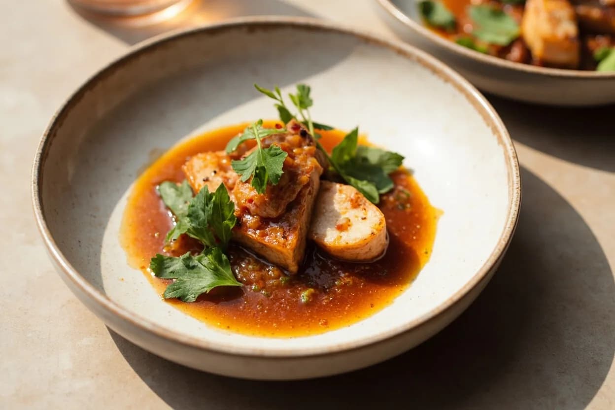 Demi-Glace in its element — Sauce Périgueux (with truffle). Adventurous crossover: Miso (red / hatcho) — A tablespoon of hatcho miso whisked into demi-glace adds a fermented, salty complexity that doubles umami depth without tipping toward Asian pastiche; ideal in braises or compound butters for wagyu..