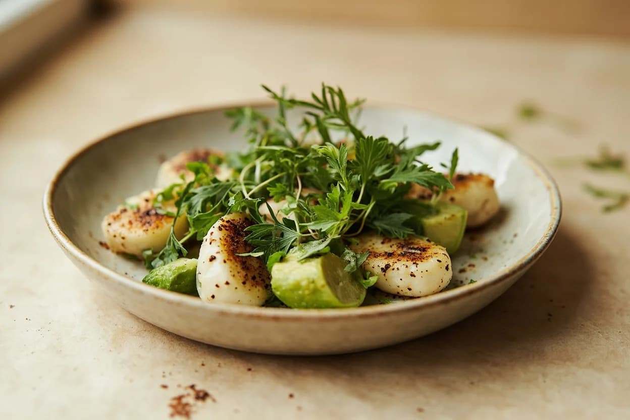 Dill in its element — Gravlax (Scandinavian cured salmon). Adventurous crossover: avocado — Dill's grassy anise cuts through avocado's butteriness more decisively than cilantro; works in modern toast preparations, tartare, or ceviche-style dressings..