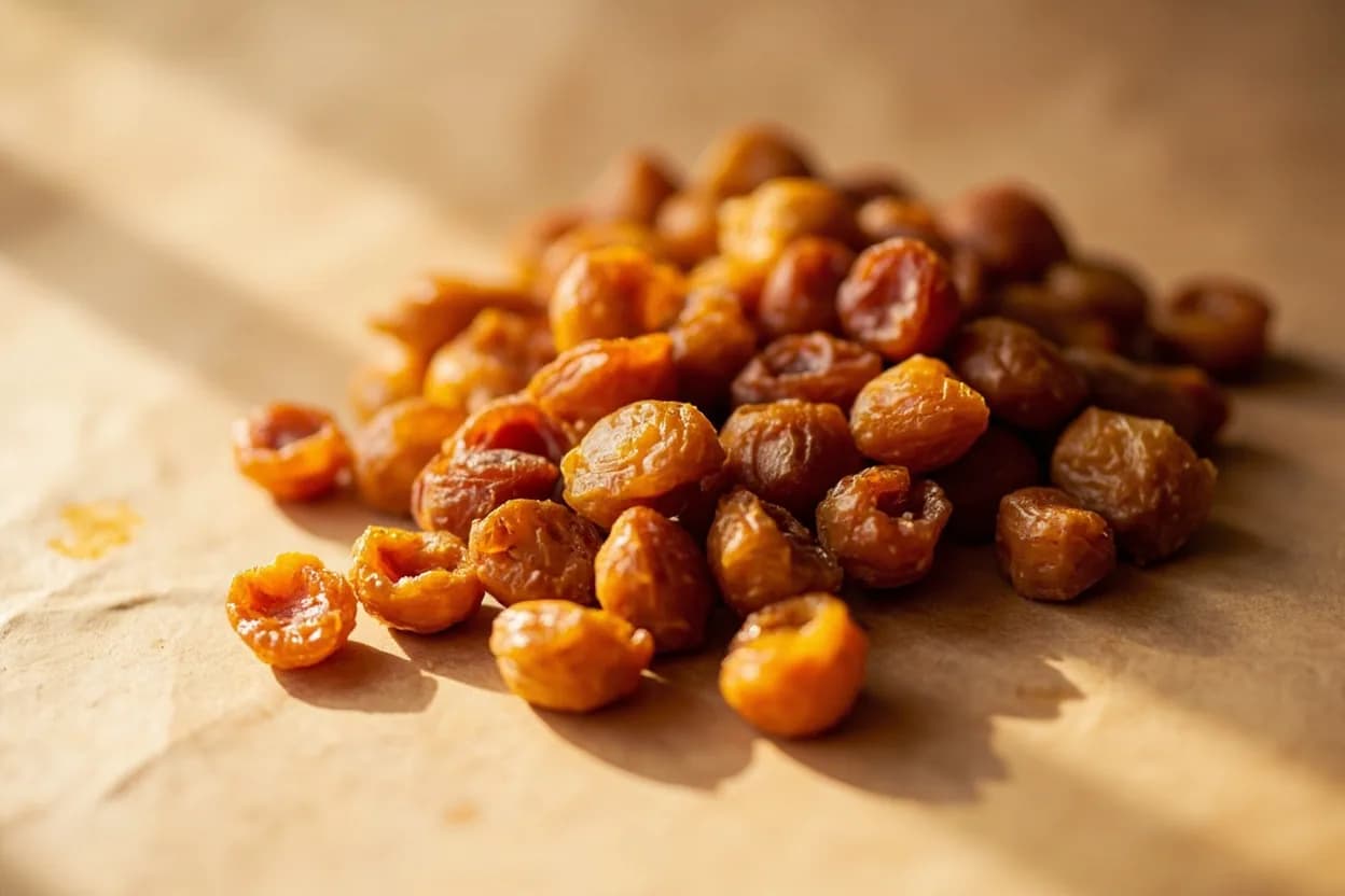 Dried Apricots paired with Lamb (Persian / Moroccan) — the canonical affinity made visible. The defining pairing in Persian and Moroccan cooking — dried apricot's acidity cuts lamb's gaminess while its sweetness balances the spice-braised richness; foundational in khoresh-e zardalu and Moroccan tagines.