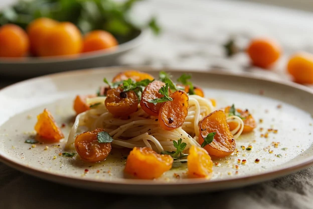 Dried Apricots in its element — Khoresh-e zardalu (Persian apricot and lamb stew). Adventurous crossover: Harissa — Apricot's sweetness and acidity are exactly the counterbalance harissa's concentrated chile heat needs; together in a lamb or chicken marinade they create the same sweet-hot dynamic prized in Tunisian cuisine..