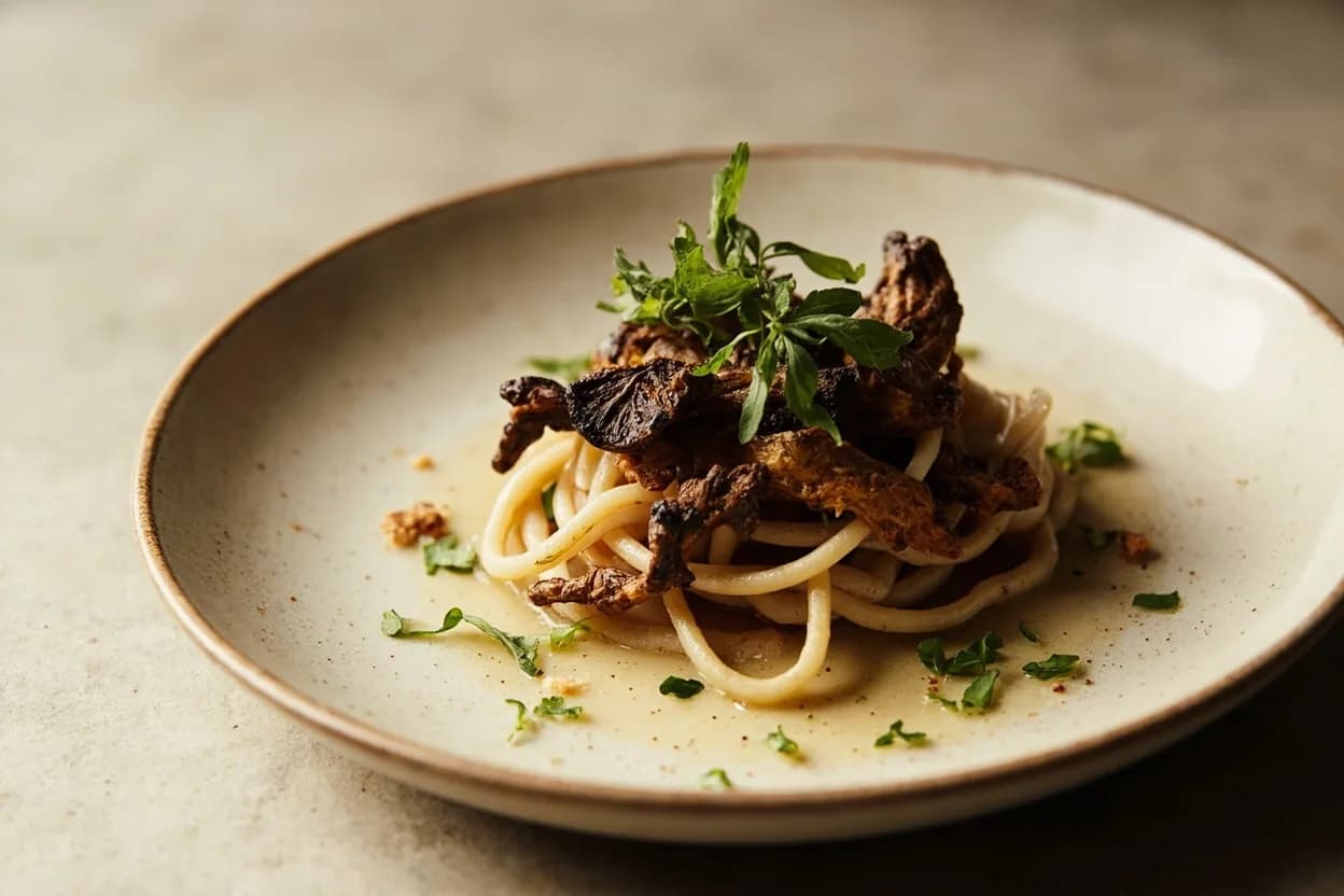 Dried Porcini in its element — Porcini risotto (risotto ai funghi porcini). Adventurous crossover: Dark Miso (hatcho or mugi) — The earthy depth of aged miso mirrors porcini's forest character; together in a braise or butter sauce they achieve a trans-cultural umami density..