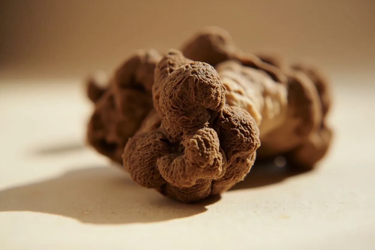 Dried Porcini in its natural form. Dried porcini (Boletus edulis) are fresh ceps dehydrated to dark, leathery slices, a process that intensifies their already rich flavor through enzymatic browning and moisture loss. Tasting profile: intense forest-earth and humus, walnut and hazelnut nuttiness, chocolate-adjacent roast depth, pine resin and woodland must.