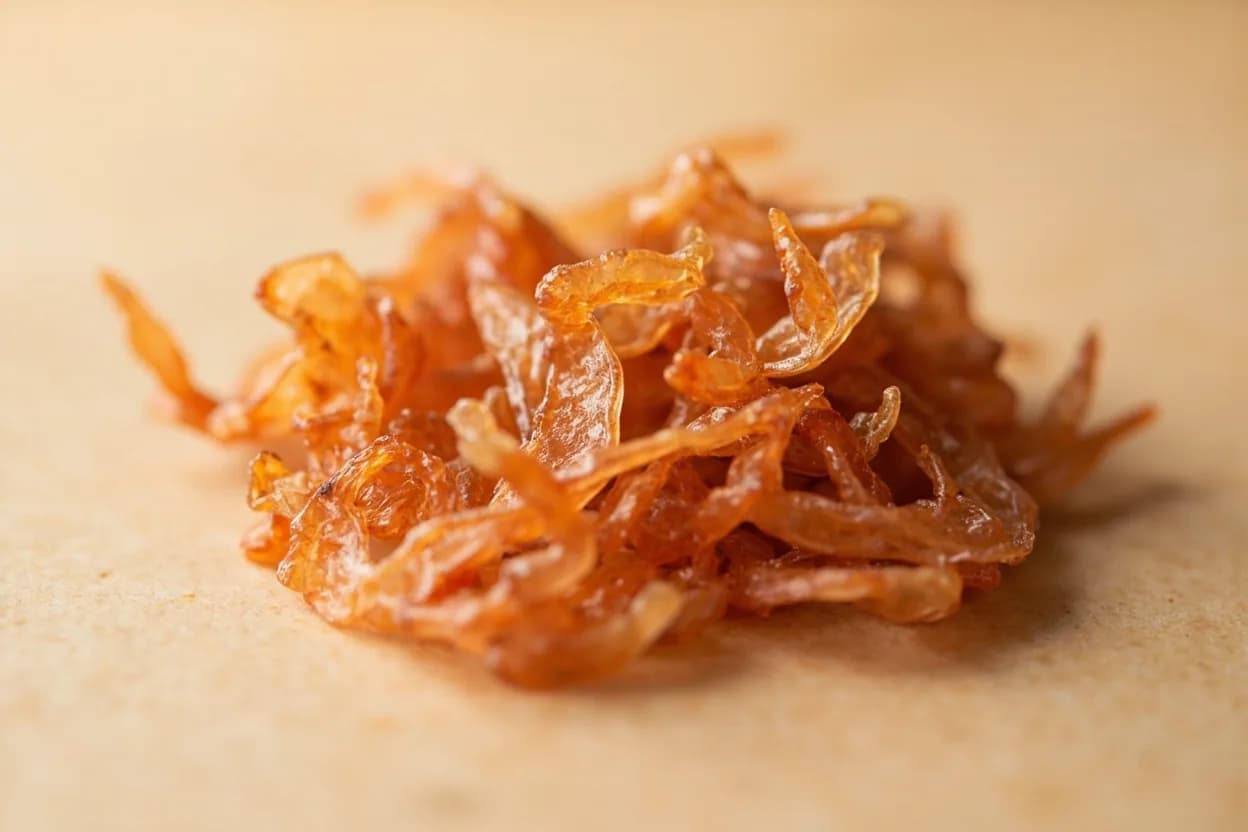Dried Shrimp in its natural form. Dried shrimp are shelled, salted, and sun-dried (or oven-dried) small to medium shrimp — most commonly Acetes shrimp (tiny), Indian white shrimp, or Pacific species — preserved by dehydration to 15–2… Tasting profile: intense shellfish umami — glutamate and glycine sweetness, concentrated oceanic brine — marine mineral depth, pyrazine nuttiness from Maillard reactions during drying, dimethyl sulfide — characteristic sweet-shellfish note.