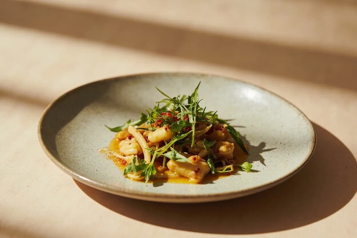 Drumstick (Moringa Pod) in its element — Sambar (South Indian lentil soup). Adventurous crossover: Miso — Drumstick pods simmered in white miso broth — the fermented umami and mild sweetness suppress bitterness and create an unexpected Japanese-Keralan crossover soup..