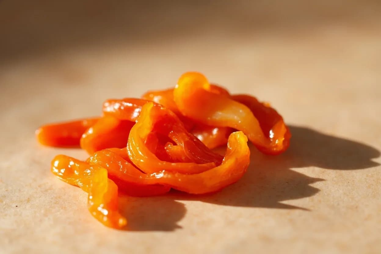 Fermented Chili (Pao Jiao) in its natural form. Pao jiao (泡椒) are whole fresh chilies — typically medium-hot varieties like the er jing tiao or smaller facing-heaven chilies — submerged in a salt brine and allowed to lacto-ferment in sealed clay c… Tasting profile: bright, fruity chili heat (retained capsaicin from fresh chili), sharp lactic acid sourness, saline brine character, floral, fresh-chili aroma preserved through lacto-fermentation.