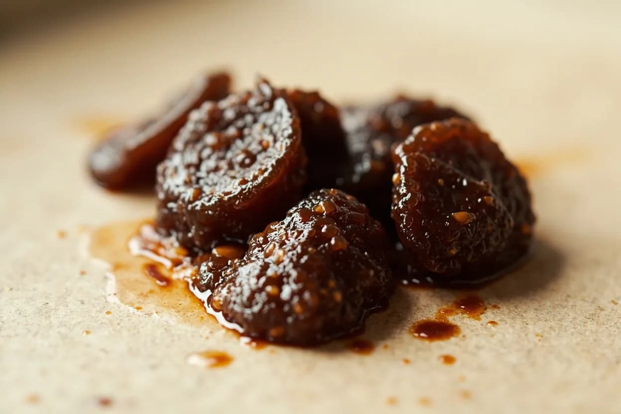 Ganjang (Korean Soy Sauce) in its natural form. Ganjang (간장) is the liquid byproduct of making doenjang: soybeans are fermented as meju (dried blocks inoculated with Aspergillus and Bacillus), then submerged in brine for months. Tasting profile: deep savory umami (glutamate-rich from long fermentation), fermented depth with slight barnyard funk (joseon variety), caramel and molasses sweetness (aged Maillard products), salty but rounder than table salt.