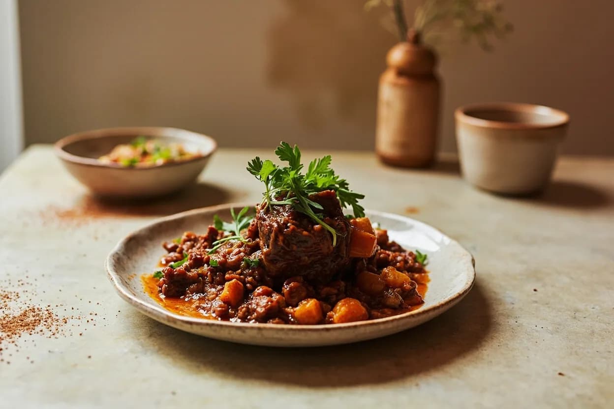 Guajillo Chile in its element — Birria de res. Adventurous crossover: Lamb — A Oaxacan tradition: guajillo-braised lamb (barbacoa) shows how the chile's tannin-and-acid profile handles fatty red meats beautifully, acting almost like a wine marinade..
