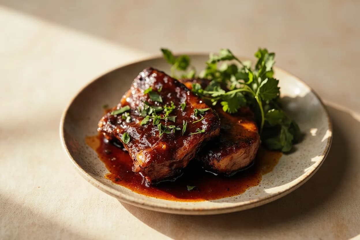 Hoisin Sauce in its element — Peking duck (北京烤鸭). Adventurous crossover: Lamb ribs — Hoisin's five-spice and sweetness tame lamb's gaminess better than most Western rubs; slow-roast then finish under the broiler for lacquered ribs with an unexpected Chinese-BBQ register..