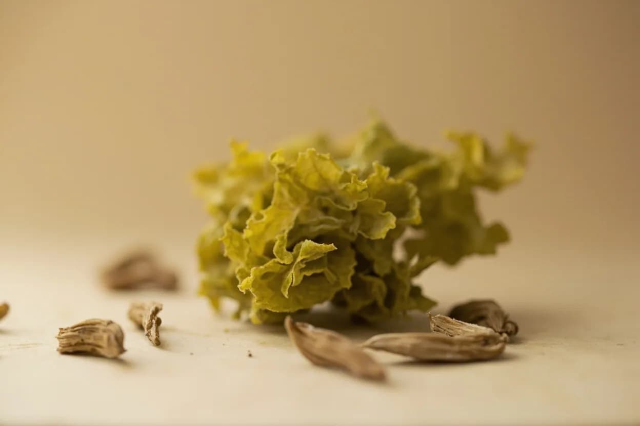 Hoja de Aguacate in its natural form. Hoja de aguacate comes from Persea drymifolia, the Mexican avocado species, whose leaves are the only variety aromatic enough to use culinarily — Hass avocado leaves are scentless and should not be s… Tasting profile: anise / licorice (estragole, anethole), warm herbal, reminiscent of tarragon, light eucalyptus and menthol, faint tobacco and dried-hay depth.