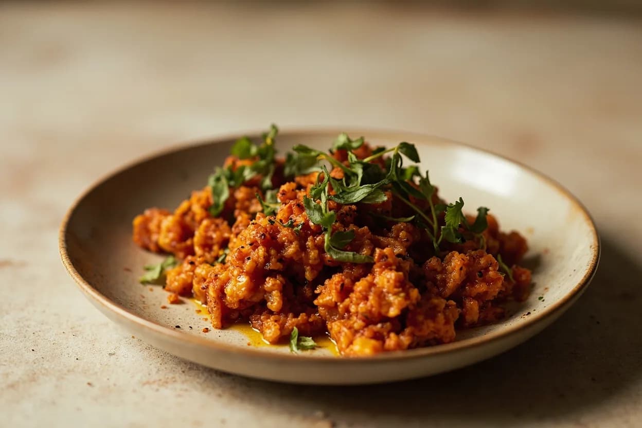 Kashmiri Chili in its element — Rogan josh. Adventurous crossover: Labneh — Stirred into strained yogurt with olive oil, Kashmiri chili creates a Middle Eastern-adjacent dip that borrows from both culinary traditions..
