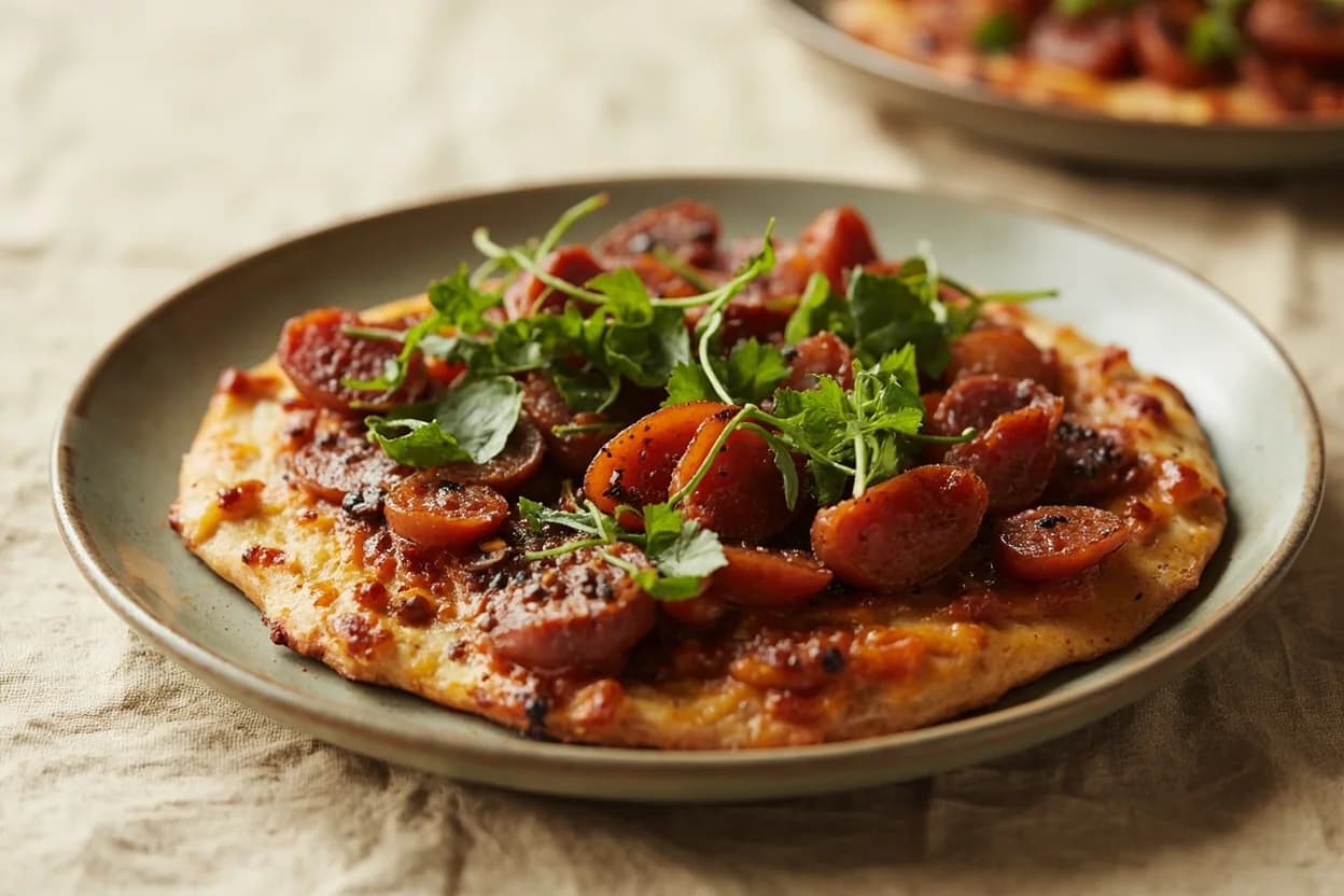 Lap Cheong (Chinese Sausage) in its element — clay pot rice (boh jai fan). Adventurous crossover: pizza (Hong Kong style) — Hong Kong's cha chaan teng culture has embraced lap cheong as a pizza topping — its intense sweetness plays similarly to sweet Italian sausage and the rose wine fragrance is a distinctive differentiator..