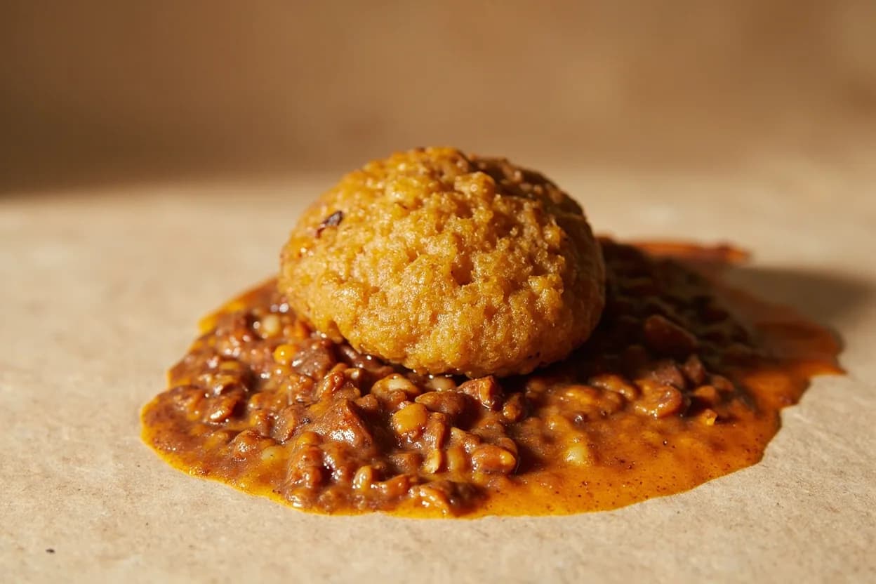 Niter Kibbeh paired with Red lentils (misir) (Ethiopian) — the canonical affinity made visible. The fat carries spice deep into the lentil mass; stewing misir in niter kibbeh is the defining preparation of misir wat.