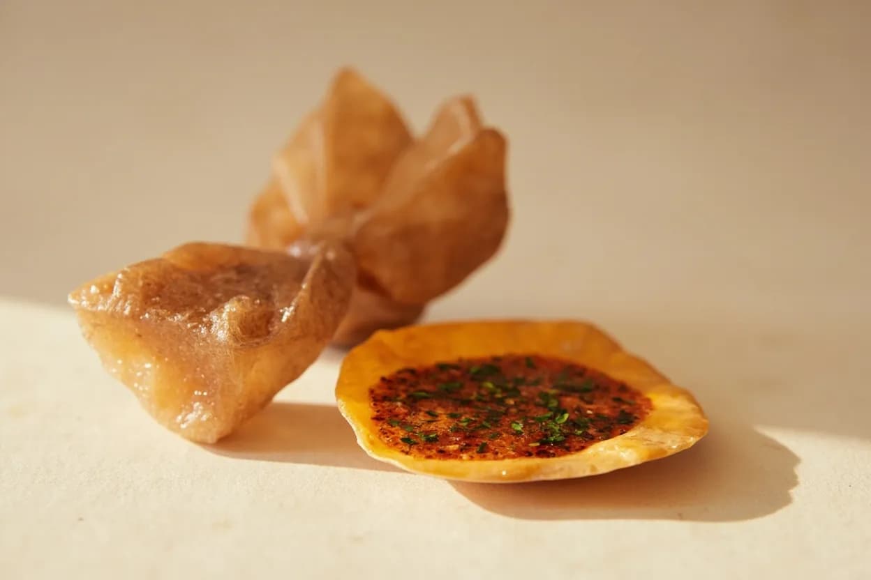 Palm Sugar paired with Fish Sauce (Thai, Vietnamese) — the canonical affinity made visible. The foundational sweet-salty axis of Thai and Vietnamese cooking.
