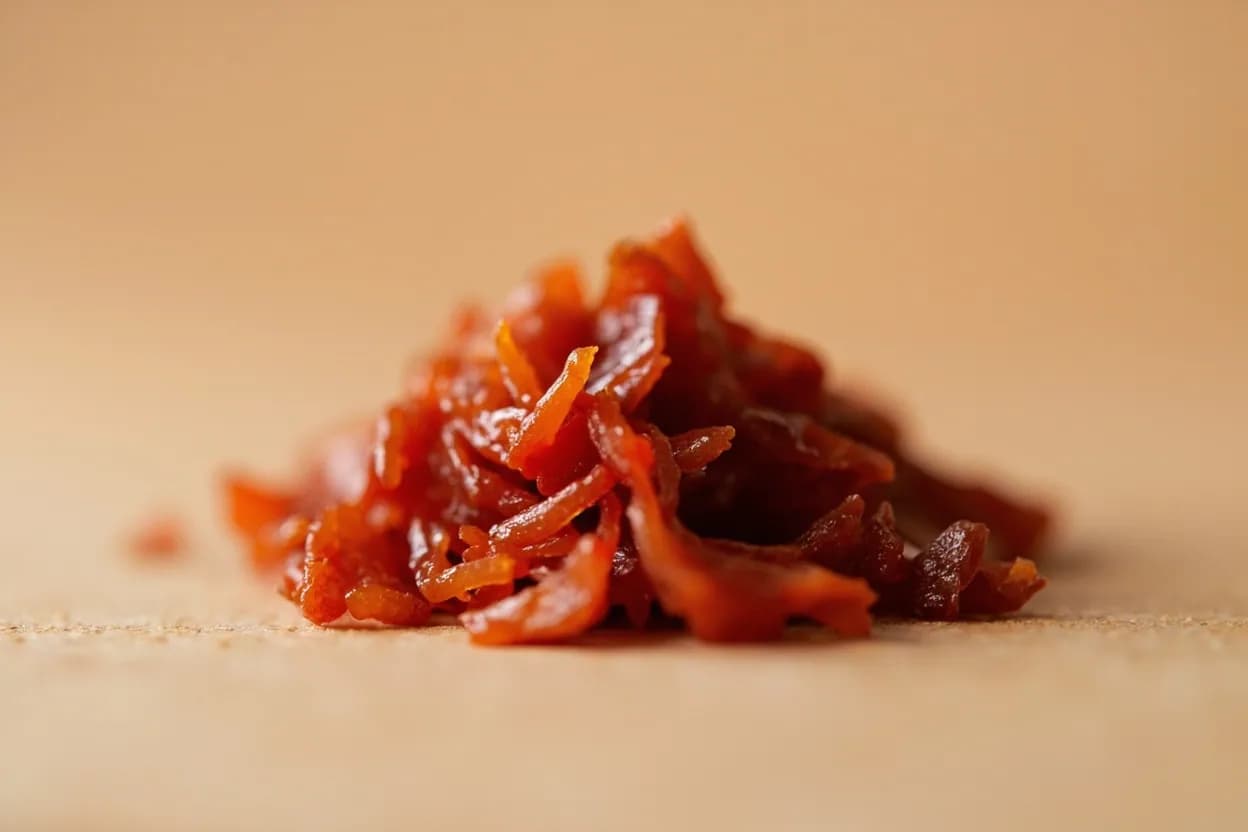 Pixian Chili Bean Paste in its natural form. Pixian doubanjiang is a protected-designation fermented paste produced in Pixian county (now Pidu District), Chengdu, Sichuan. Tasting profile: umami — glutamates from fermented broad bean protein, complex heat — capsaicin from er jing tiao, mellowed by fermentation, brick-red pigment — capsanthin extracted into oil during stir-frying, saline — salt-cured fermentation brine.