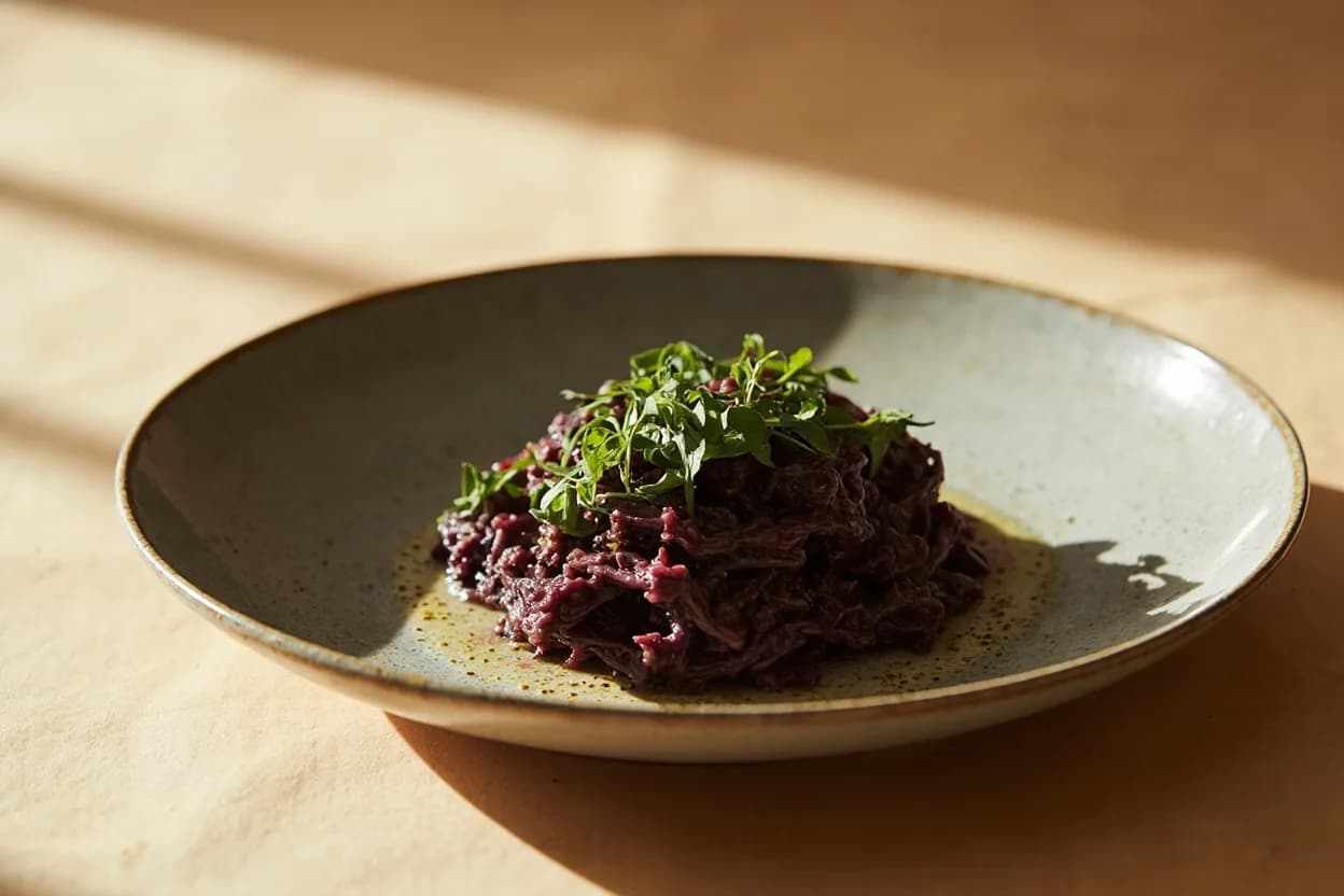 Purple Corn (Maíz Morado) in its element — Chicha morada. Adventurous crossover: Oolong tea — Steep maíz morado alongside an oxidized oolong; both carry floral-fruity aromatics and a dry, tannic backbone — the combination produces a nuanced non-alcoholic drink with layered complexity..