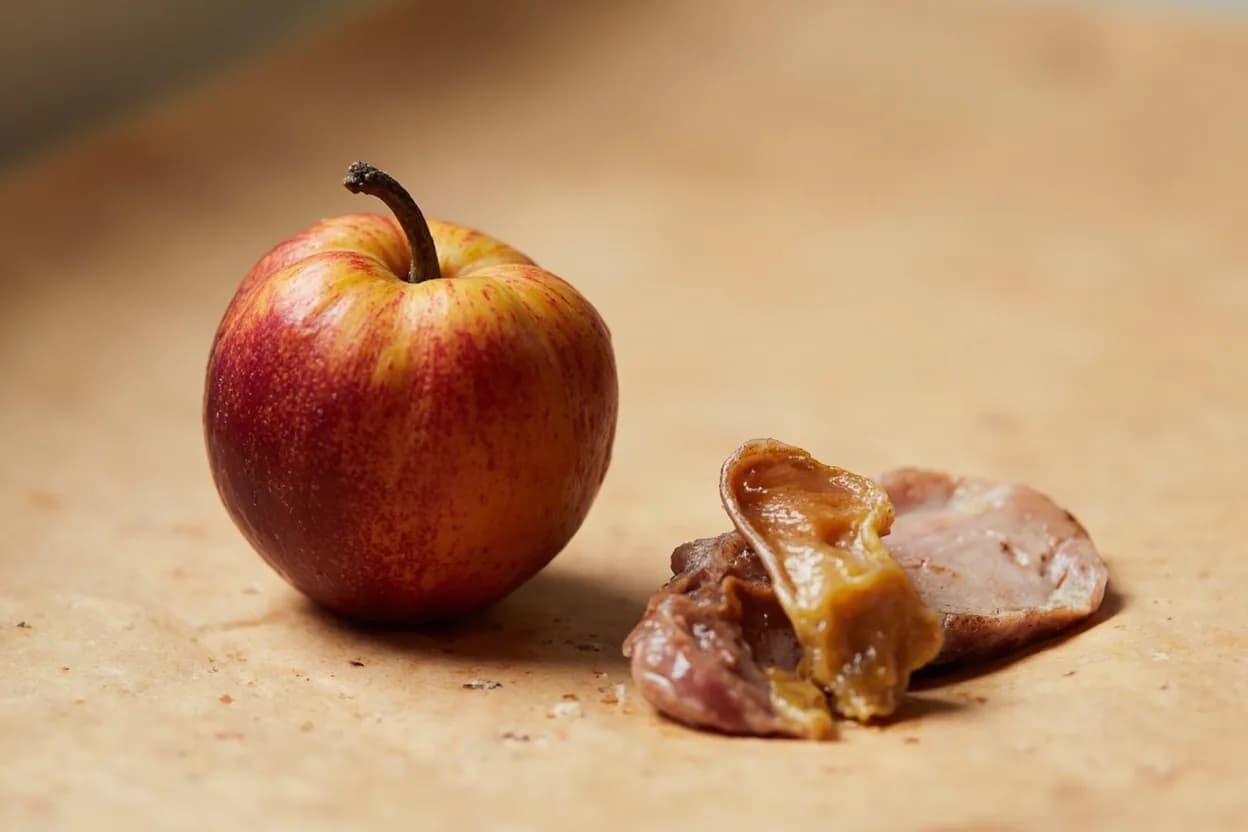 Quince paired with Lamb (Persian / Moroccan) — the canonical affinity made visible. Quince's sweet-tart acidity cuts through fatty lamb and adds floral complexity; the combination is iconic in Persian khoresh-e-beh and Moroccan tagines.