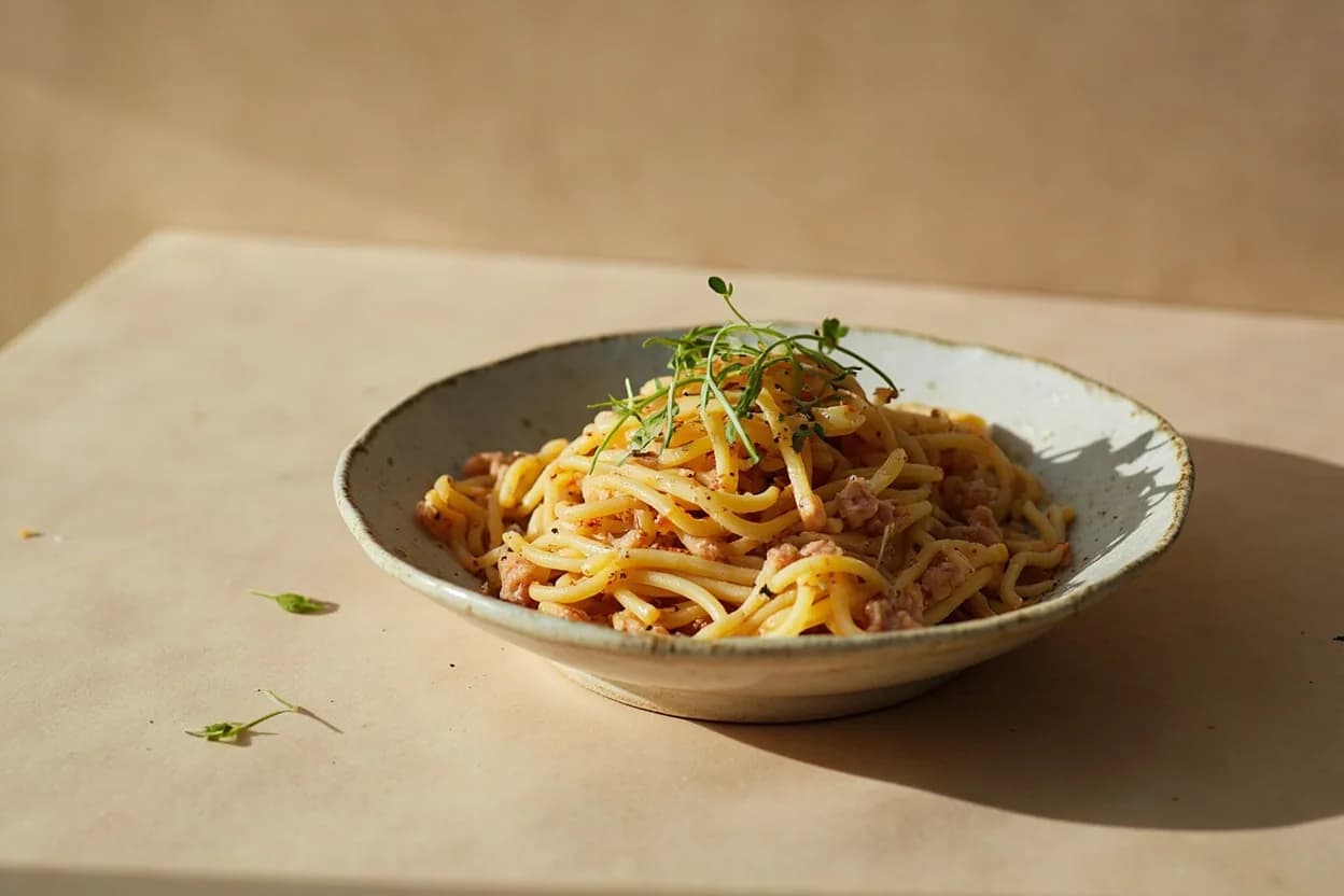 Salted Fish (Ham Yu) in its element — Ham yu jing yuk paeng (steamed pork patty with salted fish). Adventurous crossover: Pasta carbonara — A tiny amount of finely minced ham yu added to the guanciale fat replaces additional salt and adds fermented depth; the egg sauce and fat absorb the funk beautifully..