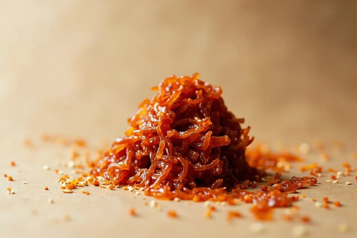 Ssamjang in its natural form. Ssamjang (쌈장) is a Korean condiment paste made by combining doenjang (fermented soybean paste), gochujang (fermented chili-rice paste), sesame oil, garlic, green onion, sugar, and sometimes toasted s… Tasting profile: deep umami — fermented soybean protein from doenjang, spicy-sweet — gochujang's dried chili heat and rice-ferment sweetness, nutty — toasted sesame oil and seeds, pungent-alliumaceous — raw garlic.