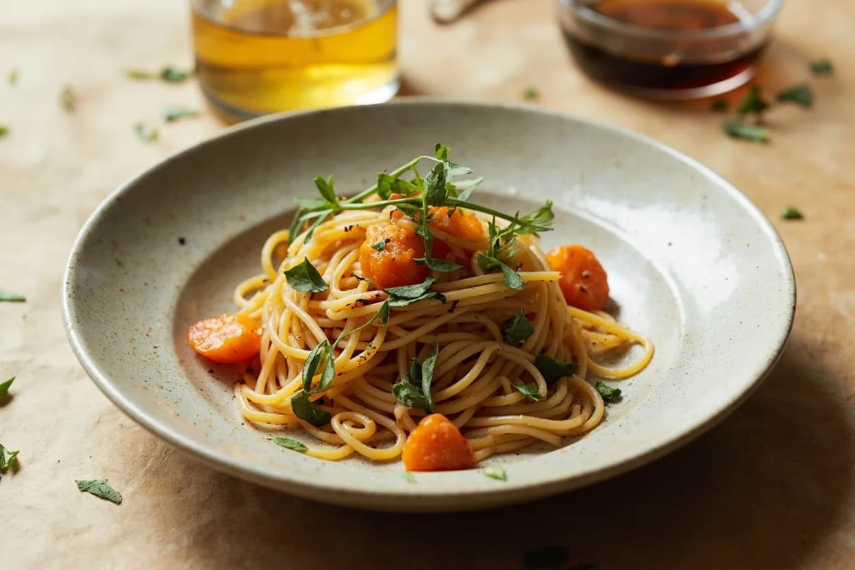 Ume (Umeboshi) in its element — Hinomaru bento (Japan). Adventurous crossover: Pasta with butter and sage — A half-teaspoon of bainiku stirred into the butter just before tossing pasta seasons and brightens simultaneously — it functions like a combination of salt, lemon, and anchovy paste..