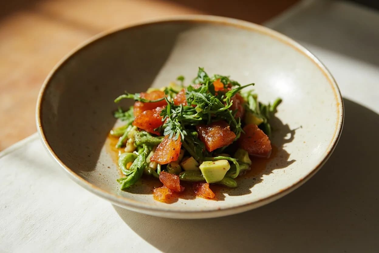 Umeboshi (Pickled Plum) in its element — Onigiri (rice balls). Adventurous crossover: Avocado — Umeboshi paste on avocado toast or sushi rolls bridges creaminess with piercing acidity — a modern Japanese-California fusion that works elegantly..