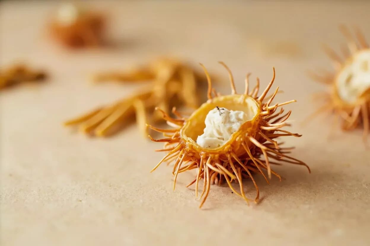 Uni (Sea Urchin) in its natural form. Uni refers to the edible gonads (roe) of sea urchins, most prized from Hokkaido (Japan), Santa Barbara (USA), and Sardinia (Italy). Tasting profile: oceanic, briny-sweet, creamy-fatty, iodine mineral.