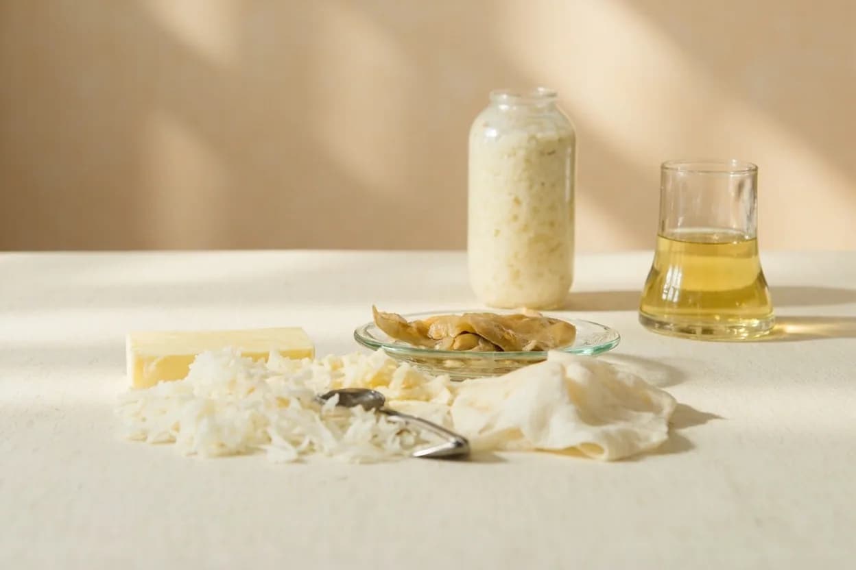 White Miso (Shiro Miso) paired with Dashi (kombu and katsuobushi) (Japanese) — the canonical affinity made visible. The canonical foundation for miso soup — white miso's sweetness and the oceanic mineral depth of dashi complete each other without competition.