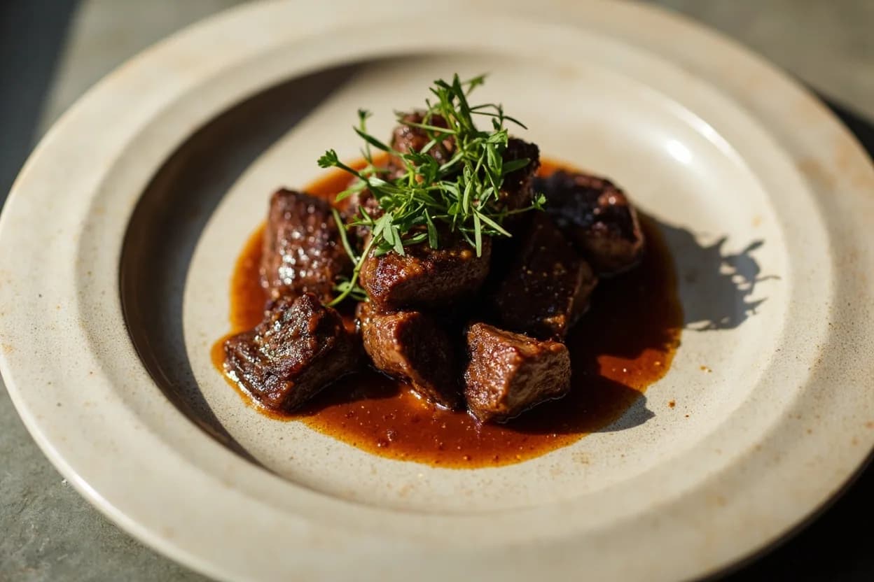 Worcestershire Sauce in its element — Welsh rarebit (Britain). Adventurous crossover: Dark chocolate ganache — A few drops in a 70% ganache emphasizes the fruit-acid-bitter complexity of the cacao without reading as 'sauce' — a French pastry technique borrowed from British cheesemongers..
