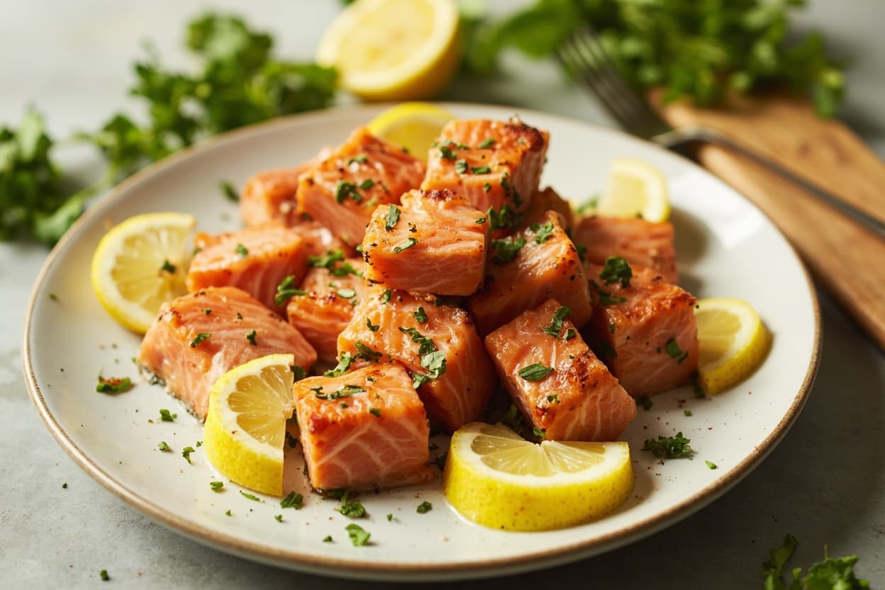 60-Second Lemon Herb Salmon Bites