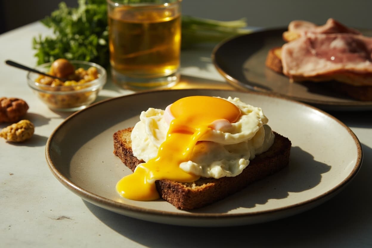 Acid-Cut Buttered Eggs on Rye