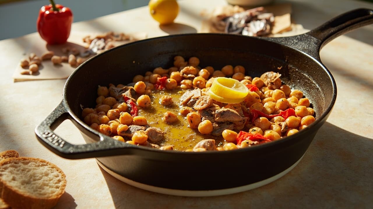 Anchovy and Chickpea Frito with Cumin and Bell Pepper