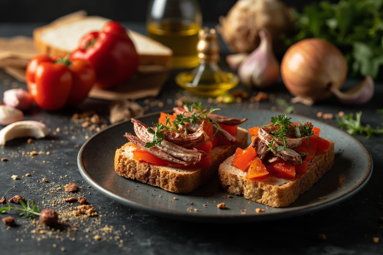 Anchovy and Roasted Pepper Pintxo Toast