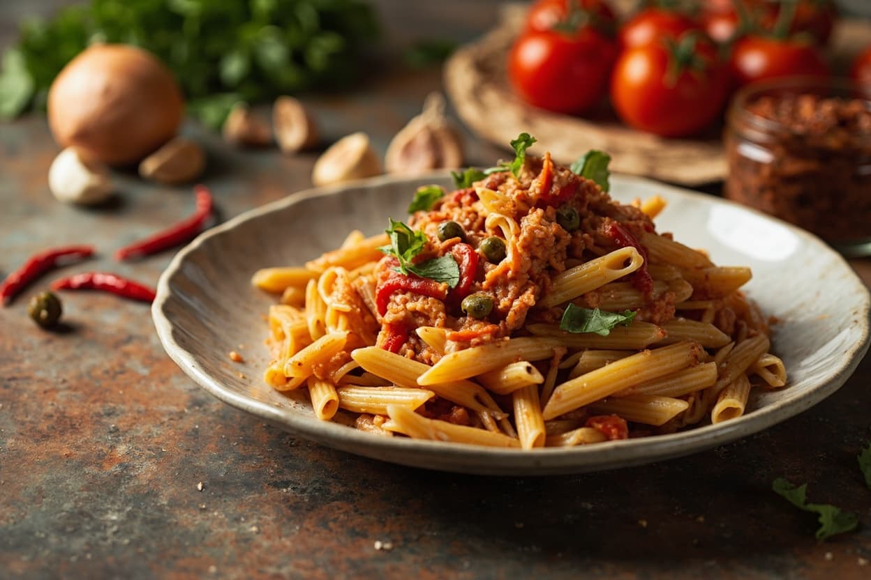 Anchovy-Caper Tomato Penne
