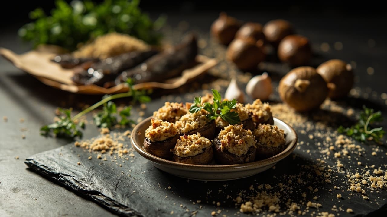 Anchovy-Stuffed Mushrooms with Garlic and Parsley