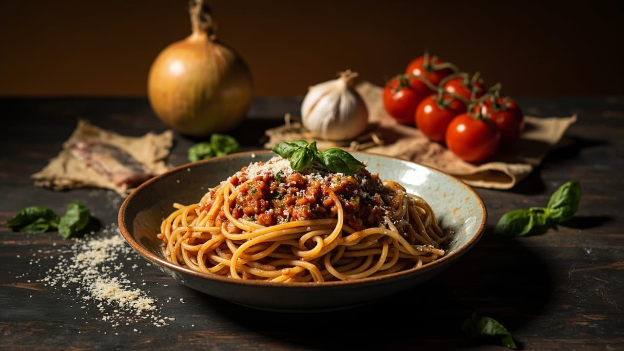 Anchovy Tomato Spaghetti with Basil