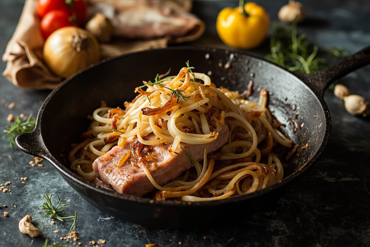 Atun Encebollado: Tuna Seared Under Sweet Onions