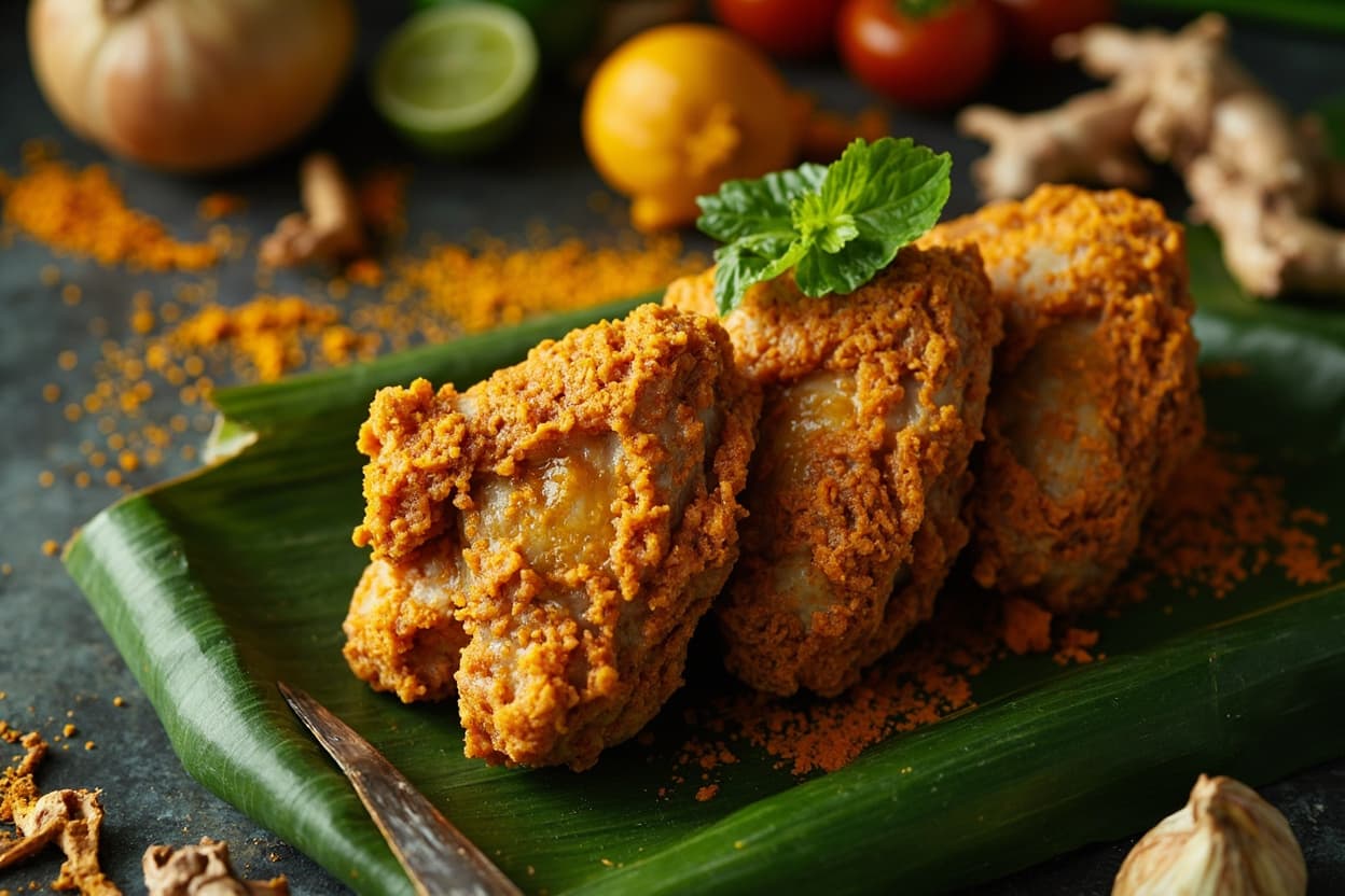 Ayam Goreng Turmeric Fried Chicken with Lime