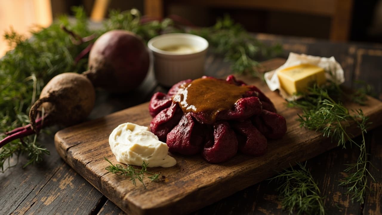 Babcia's Beet and Chocolate Sweet Pierogi with Brown Butter