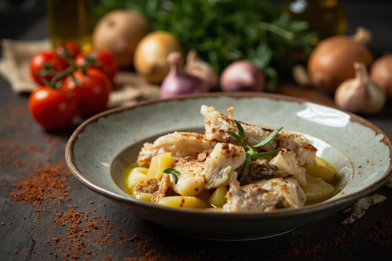 Bacalao with Potatoes and Sweet Onion