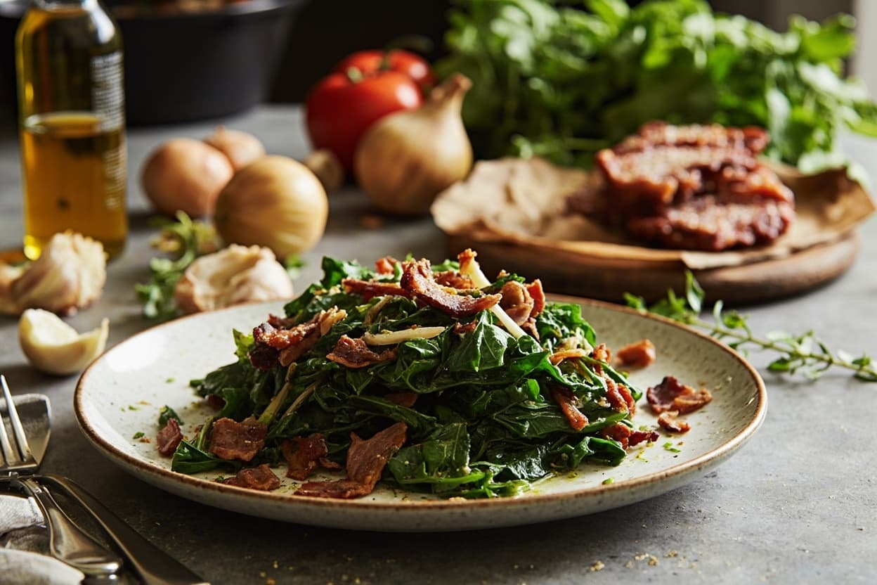 Bacon-Braised Chard with Cider Vinegar